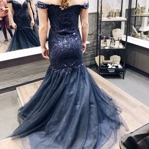 Mermaid Style Sequence Navy Dress